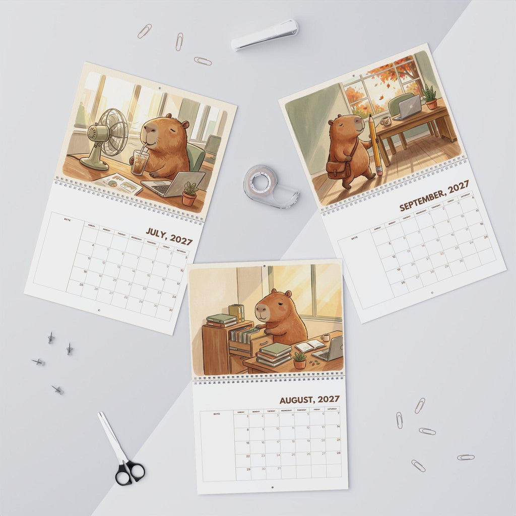 Office Capybara 2027 Wall Calendar, Funny Office Calendar, Cute Capybara Gift, Work Desk Decor, Coworker Gift, Office Humor
