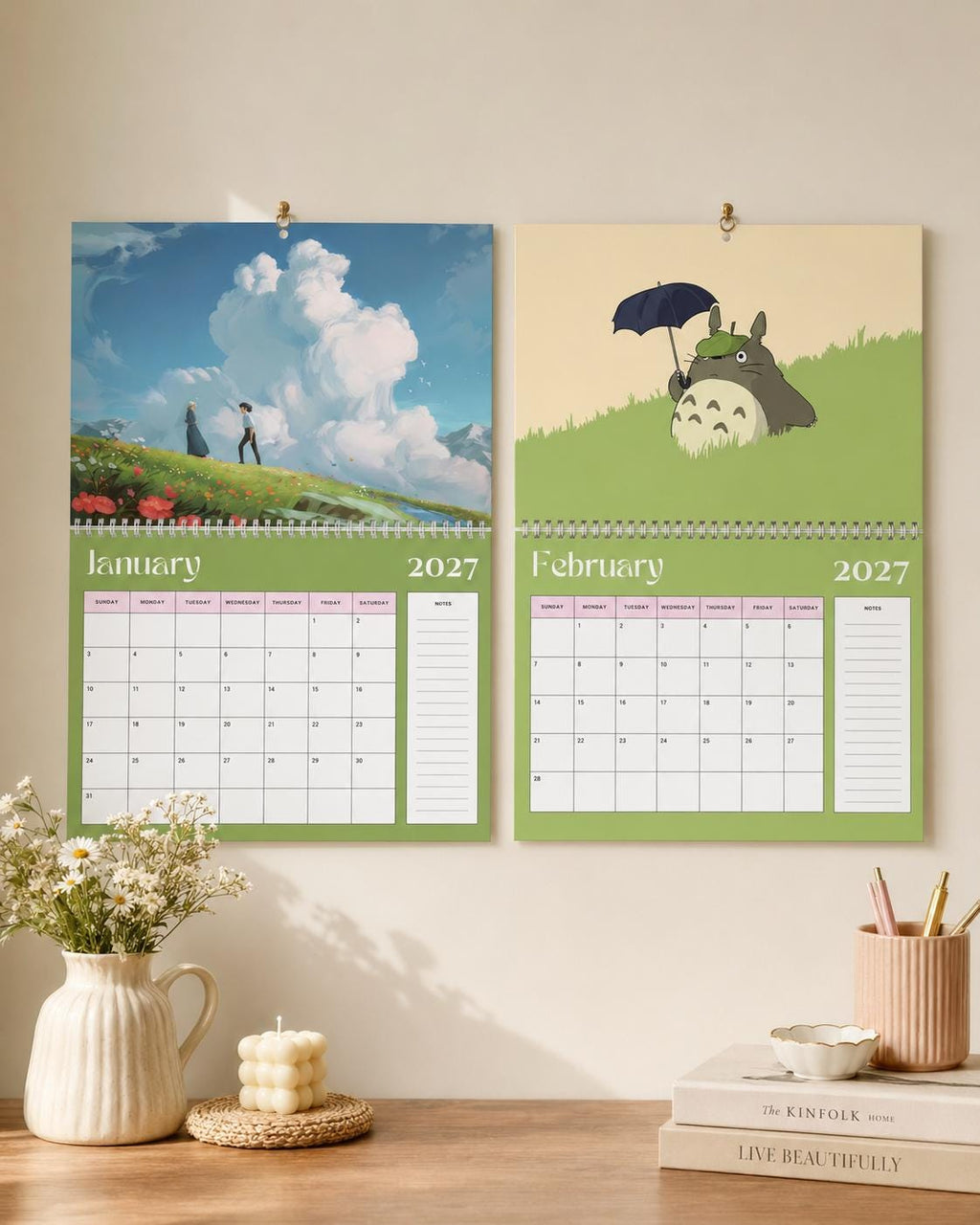 Ghibli 2027 Wall Calendar | Japanese Fantasy Art, 11x8.5 Spiral Monthly Planner, Cute Gift for Anime Fans