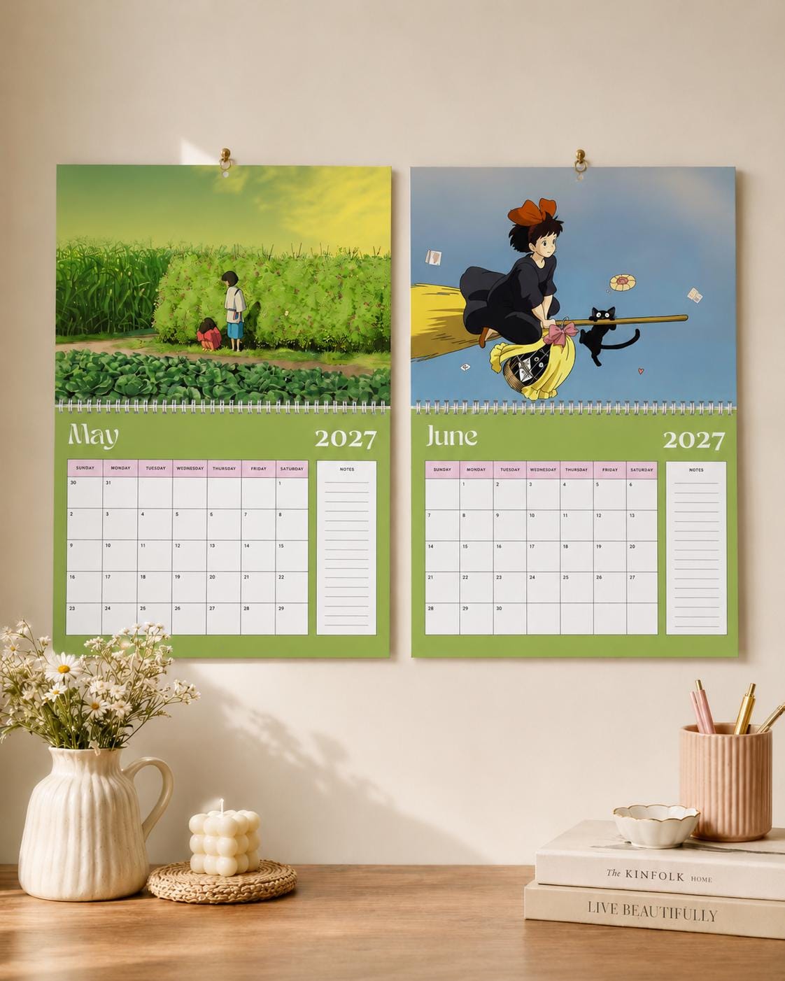 Ghibli 2027 Wall Calendar | Japanese Fantasy Art, 11x8.5 Spiral Monthly Planner, Cute Gift for Anime Fans