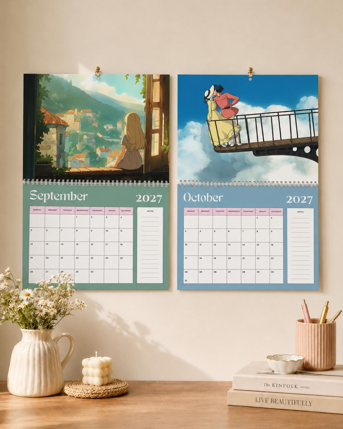 Ghibli 2027 Wall Calendar | Japanese Fantasy Art, 11x8.5 Spiral Monthly Planner, Cute Gift for Anime Fans