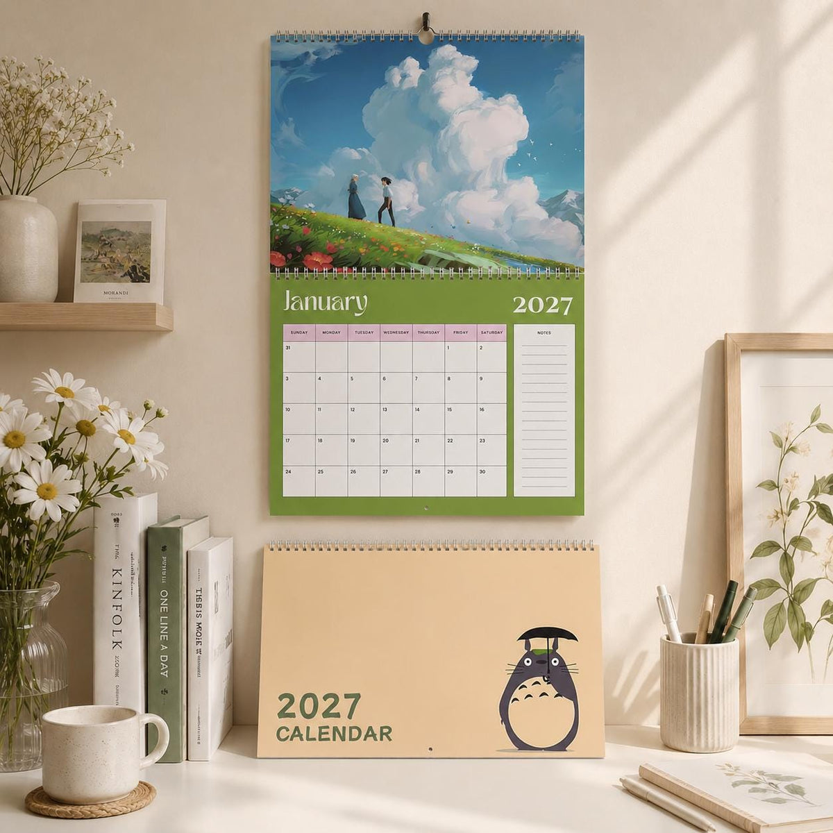 Ghibli 2027 Wall Calendar | Japanese Fantasy Art, 11x8.5 Spiral Monthly Planner, Cute Gift for Anime Fans