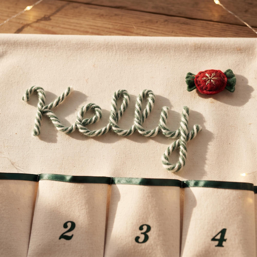 Reusable Christmas Advent Calendar HG, Personalized Name Canvas Wall Hanging with 24 Large Pockets