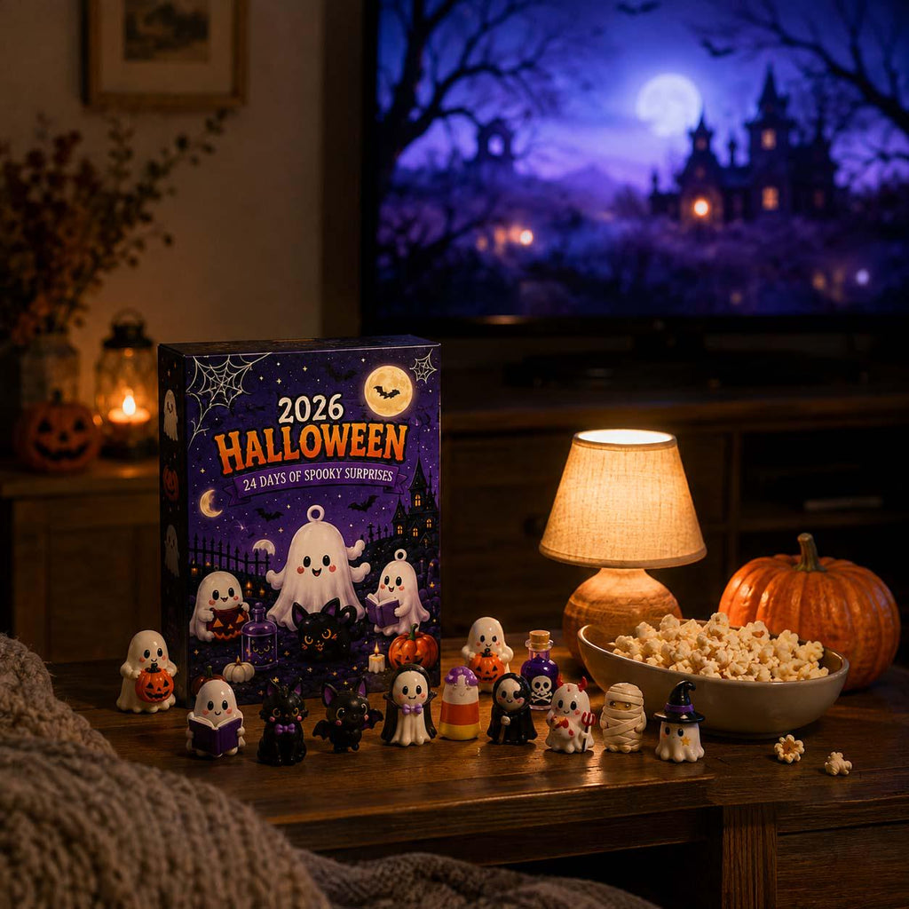 Halloween Mystery Box Advent Calendar HG, 24 Mini Collectible Figures, Ghost Witch Pumpkin Characters, Kids Holiday Surprise Toy
