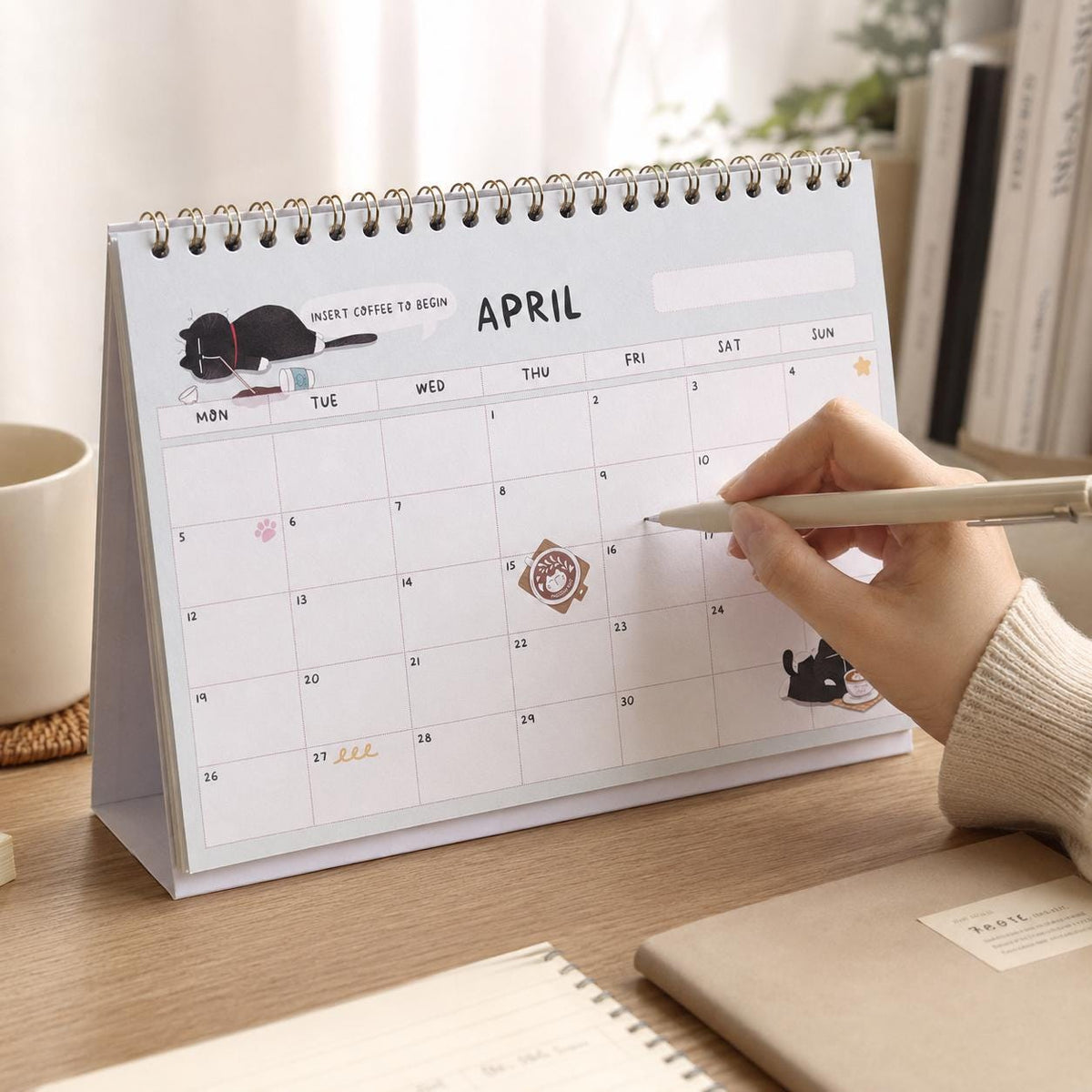 2027 Desk Calendar, Funny Cat Calendar, A5 Standing Desk Calendar, Monthly Planner Gift for Cat Lovers, A5