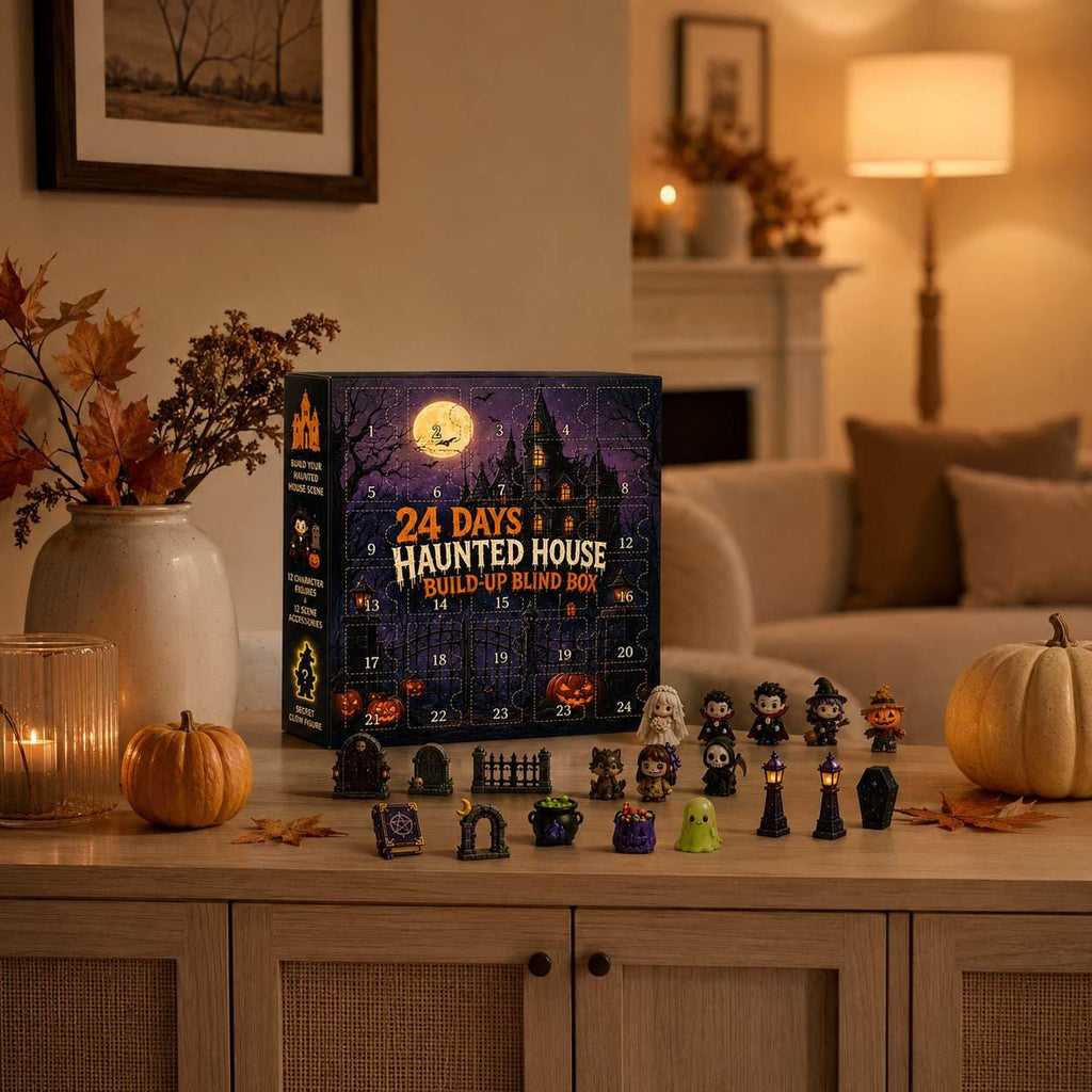 Halloween Mystery Box Advent Calendar HG, 24 Mini Collectible Figures, Ghost Witch Pumpkin Characters, Kids Holiday Surprise Toy