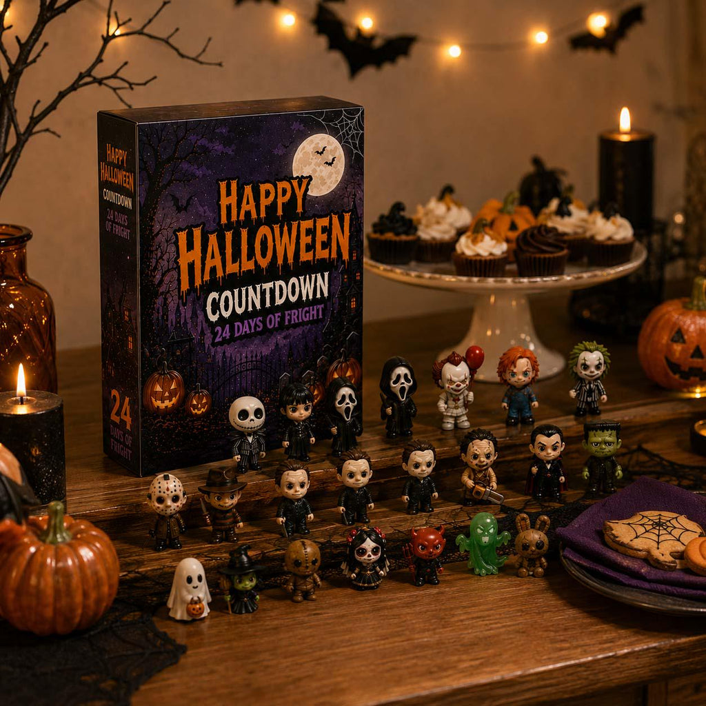 Halloween Mystery Box Advent Calendar HG, 24 Mini Collectible Figures, Ghost Witch Pumpkin Characters, Kids Holiday Surprise Toy
