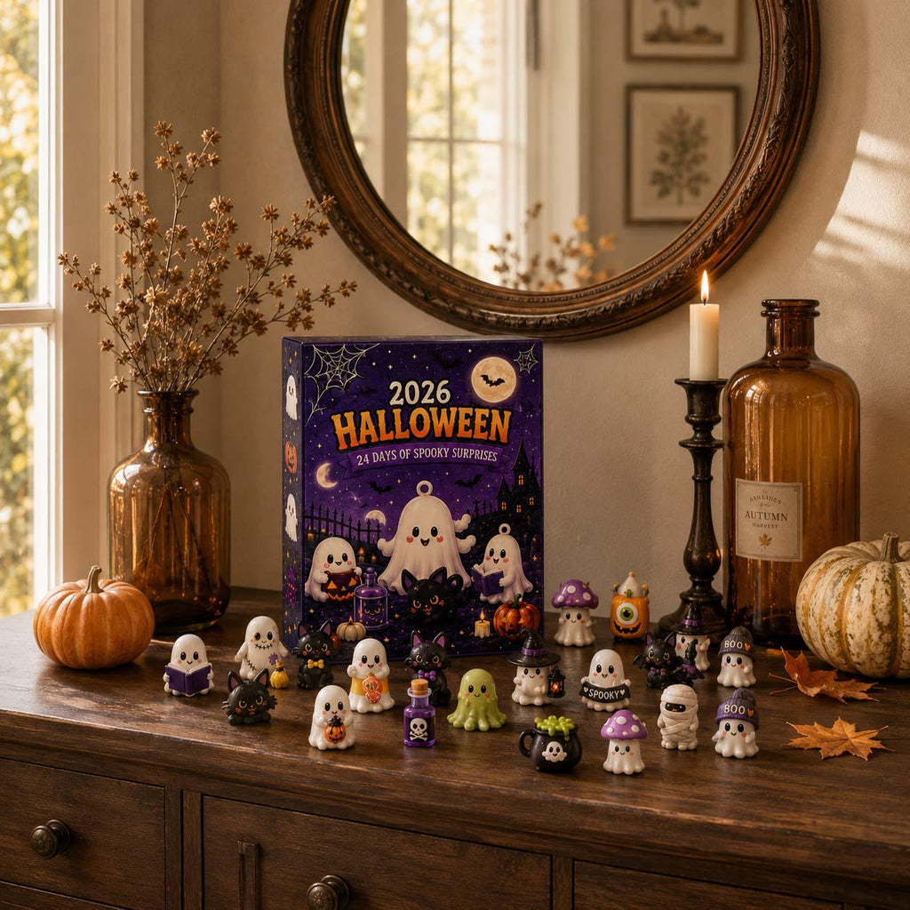 Halloween Mystery Box Advent Calendar HG, 24 Mini Collectible Figures, Ghost Witch Pumpkin Characters, Kids Holiday Surprise Toy