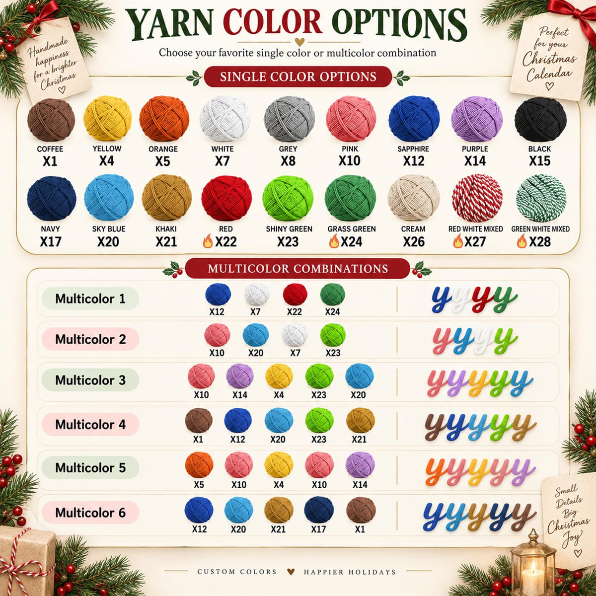 Personalized Handmade Yarn Name Christmas Hanging Advent Calendar HG, Family Tradition