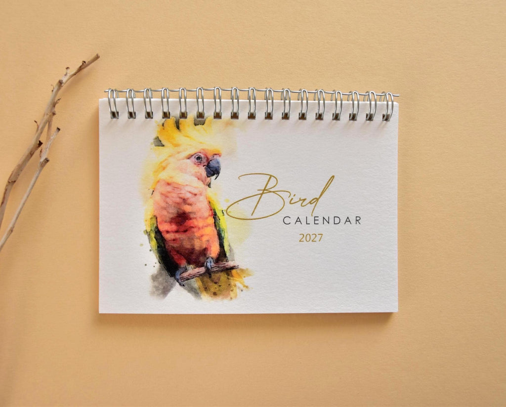 2027 Bird Desk Calendar, Watercolor Birds, Small Standing Flip Calendar, Bird Lover Gift