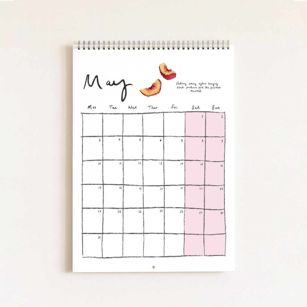 2027 Food Themed Wall Calendar by Amelia Jayne, Hand-Drawn Tablescapes (A4)