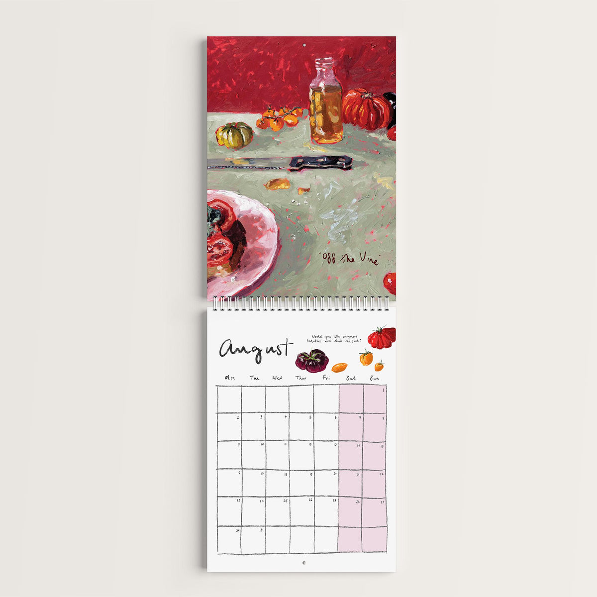 2027 Food Themed Wall Calendar by Amelia Jayne, Hand-Drawn Tablescapes (A4)