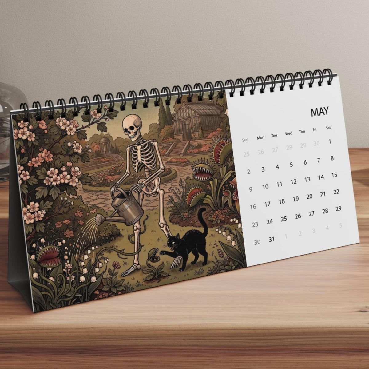 The Horrors Persist Desktop 2027 Calendar | Funny Horror Skeleton Calendar for 2027 | Dark Humor Desk Calendar