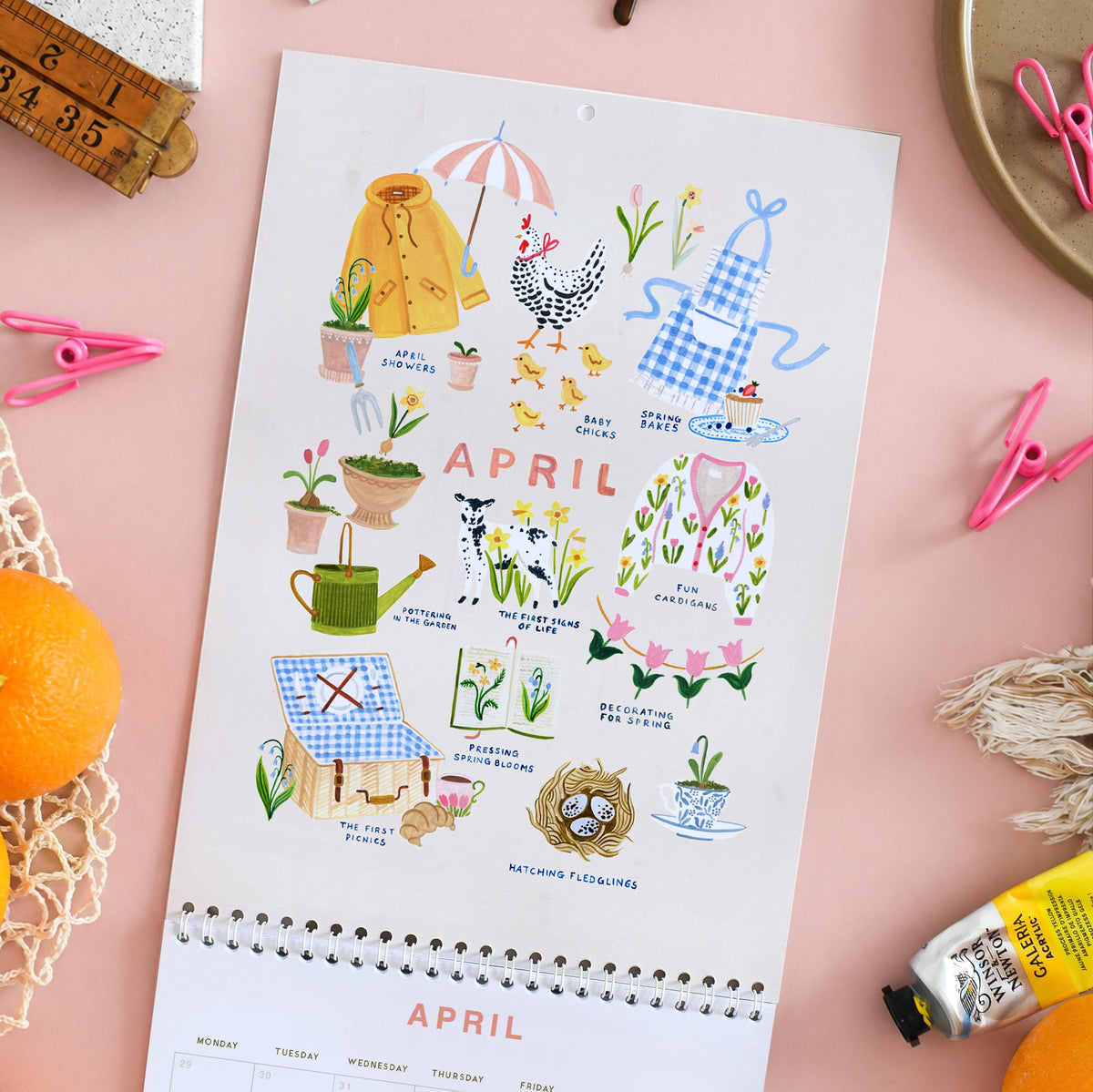 Calendar, 2027 Slow Living Calendar, Monthly Calendar, Wall Calendar, Illustrated 12 Month Calendar, Gift for her, Wall Decor, Cottage Core