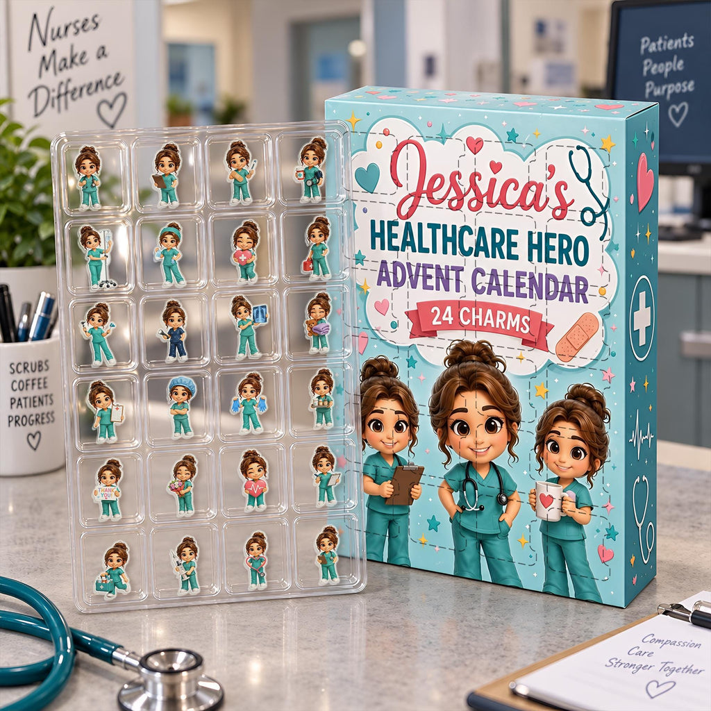 Personalized Healthcare Hero Advent Calendar HG: Custom Photo Nurse Blind Box 24 Charms