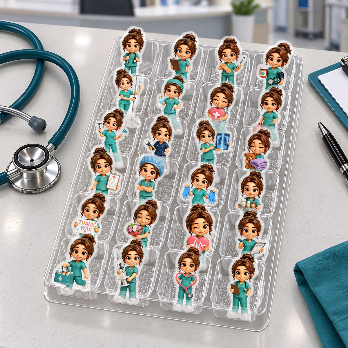 Personalized Healthcare Hero Advent Calendar HG: Custom Photo Nurse Blind Box 24 Charms