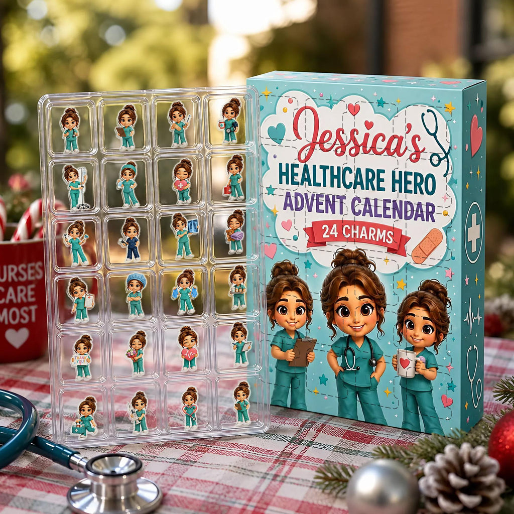 Personalized Healthcare Hero Advent Calendar HG: Custom Photo Nurse Blind Box 24 Charms