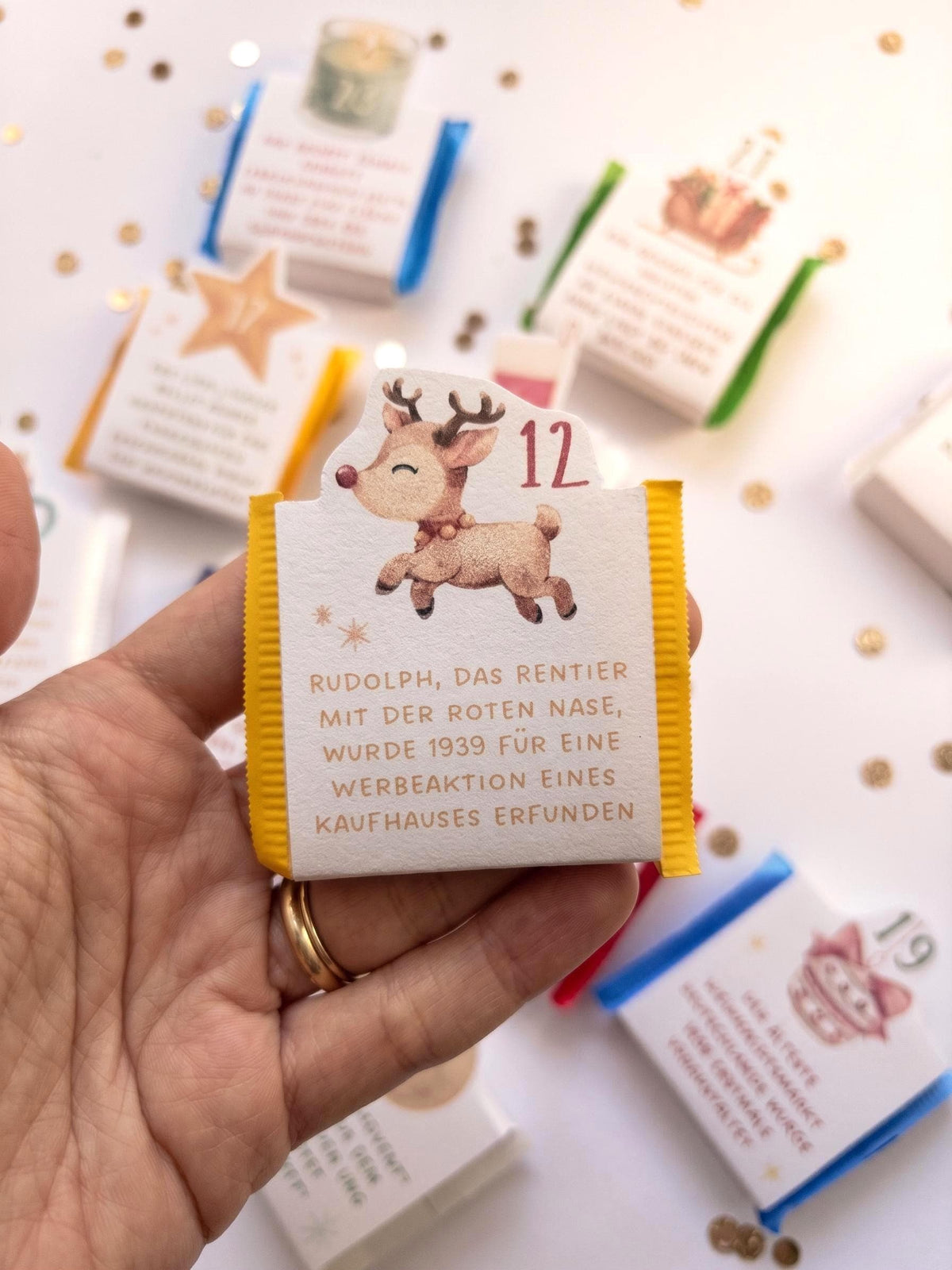 Mini Ritter Sport Adventskalender mit 24 Weihnachtsfakten, Diy Weihnachtsgeschenk, Vorlage zum Ausdrucken, Weihnachten Geschenk