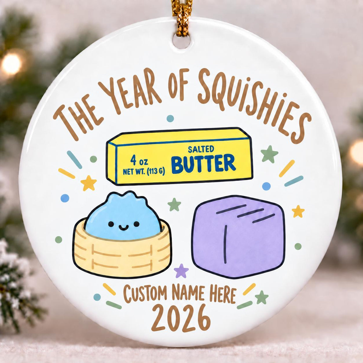 2026 Personalized Custom Name Year of Squishies Ornament, Funny Kids Christmas Ornament, Squishy Hunting Keepsake, Cute Stocking Stuffer