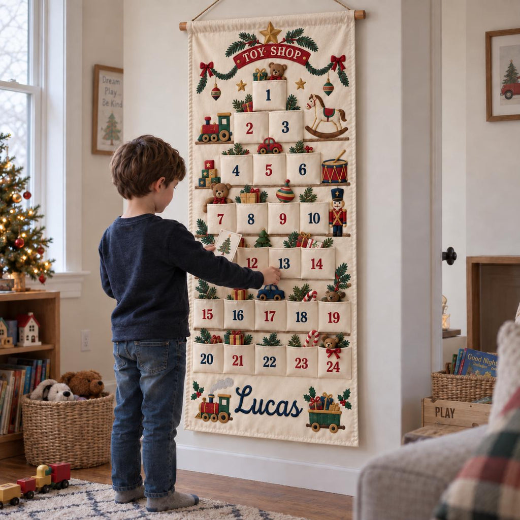 Personalized Christmas Advent Calendar HG, 24 Fillable Pockets, Reusable Christmas Wall Hanging, Home Countdown for Family Traditions