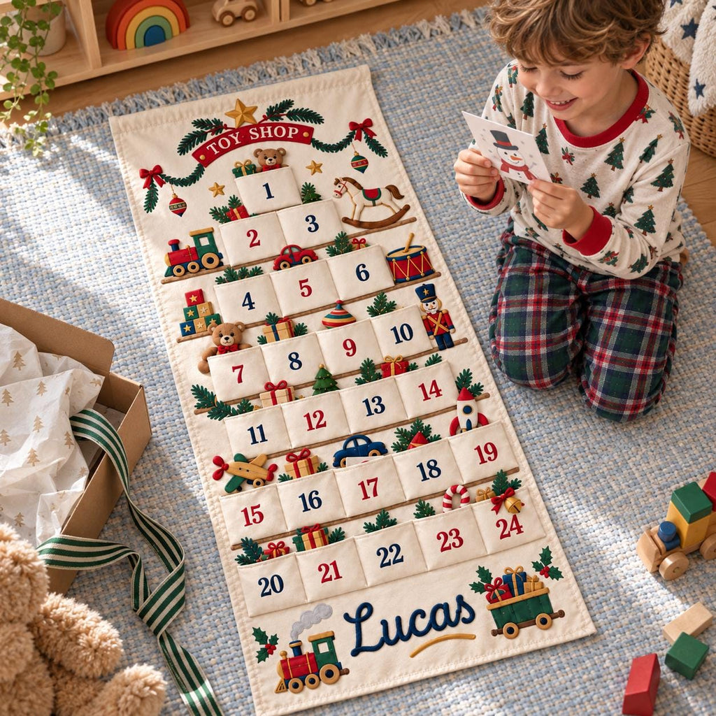 Personalized Christmas Advent Calendar HG, 24 Fillable Pockets, Reusable Christmas Wall Hanging, Home Countdown for Family Traditions