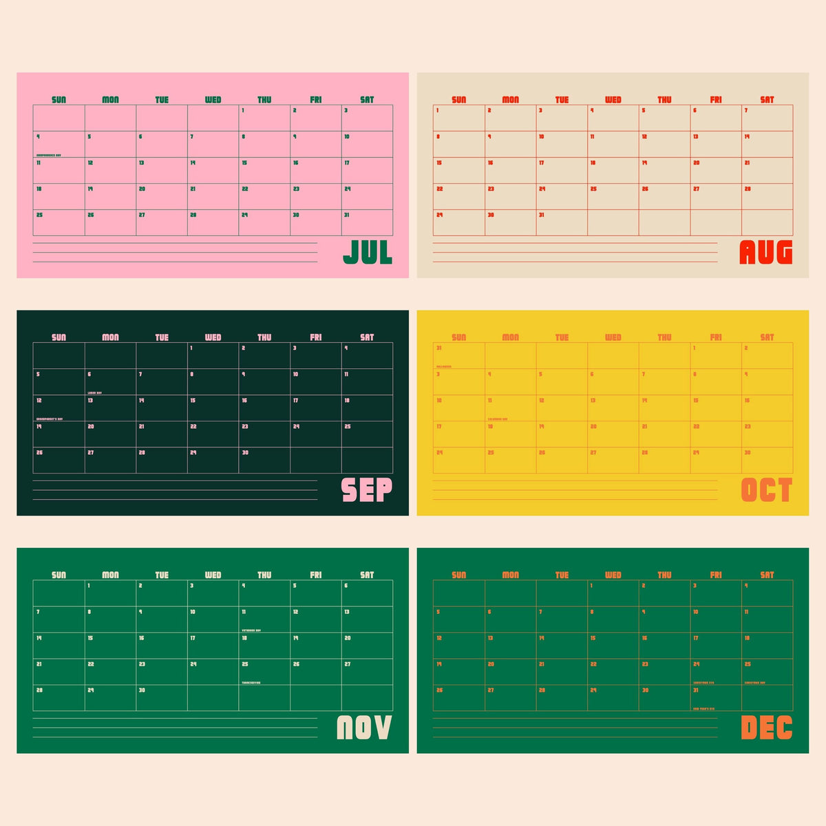 2027 Retro Desk Calendar, Recycled Paper, Office Organizer, Free Standing Planner