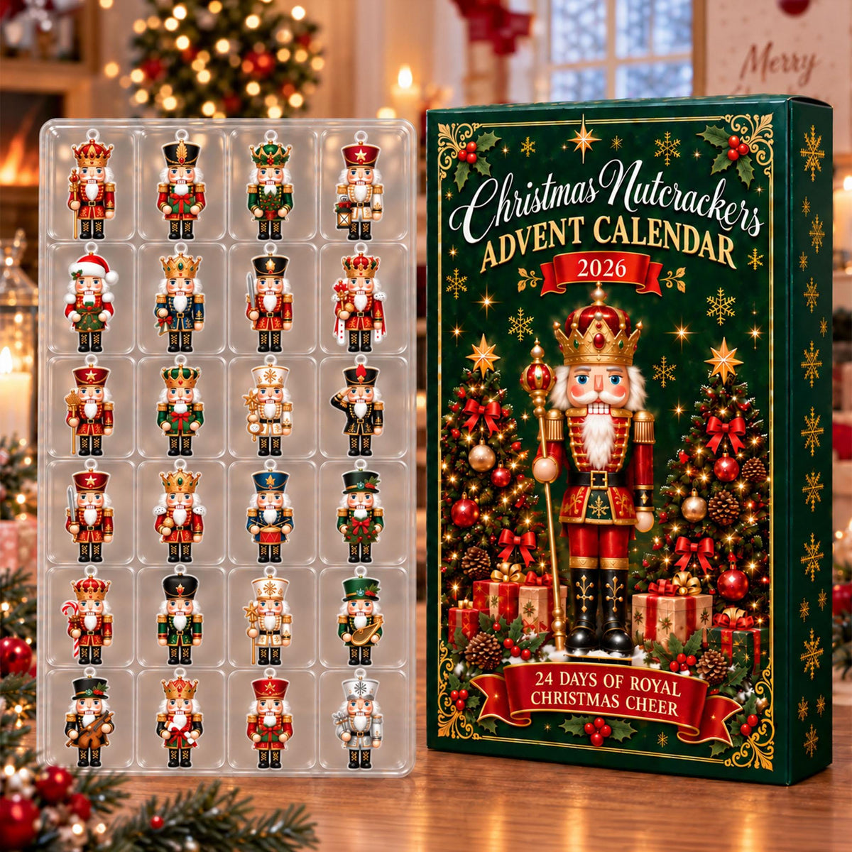 Christmas Nutcracker Advent Calendar HG 2026, 24 Day Nutcracker Ornament Set, Christmas Countdown Gift, Holiday Tree Decor, Xmas Keepsake