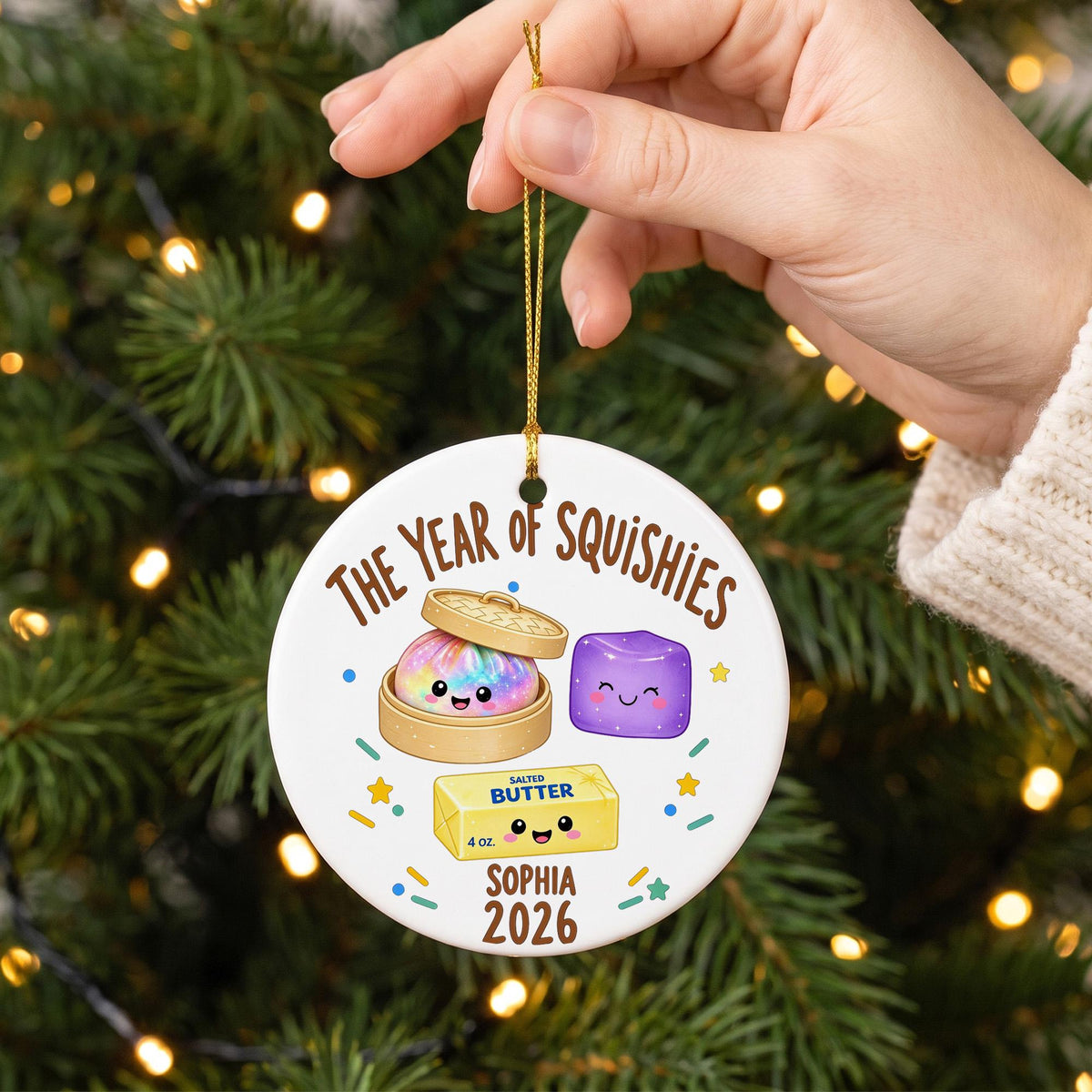 Custom Squishy Ornament with Name, Personalized Christmas Ornament, The Year of Squishies Tree Decor, Holiday Gift for Kids and Collectors