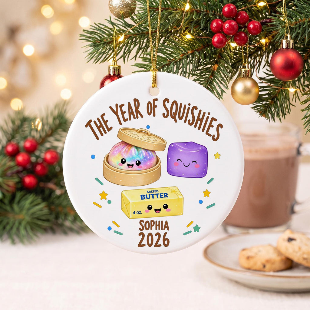 Custom Squishy Ornament with Name, Personalized Christmas Ornament, The Year of Squishies Tree Decor, Holiday Gift for Kids and Collectors
