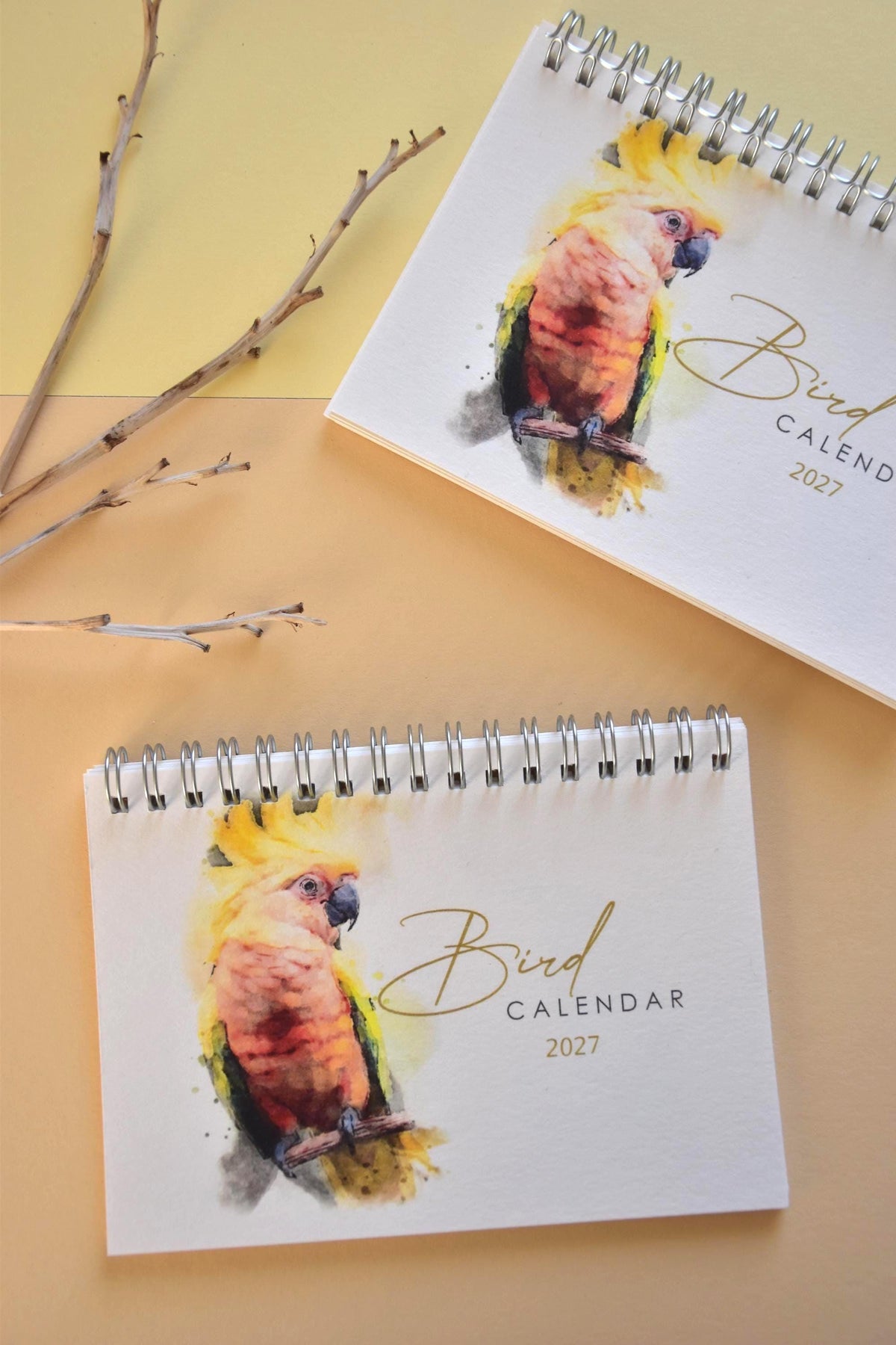 2027 Bird Desk Calendar, Watercolor Birds, Small Standing Flip Calendar, Bird Lover Gift