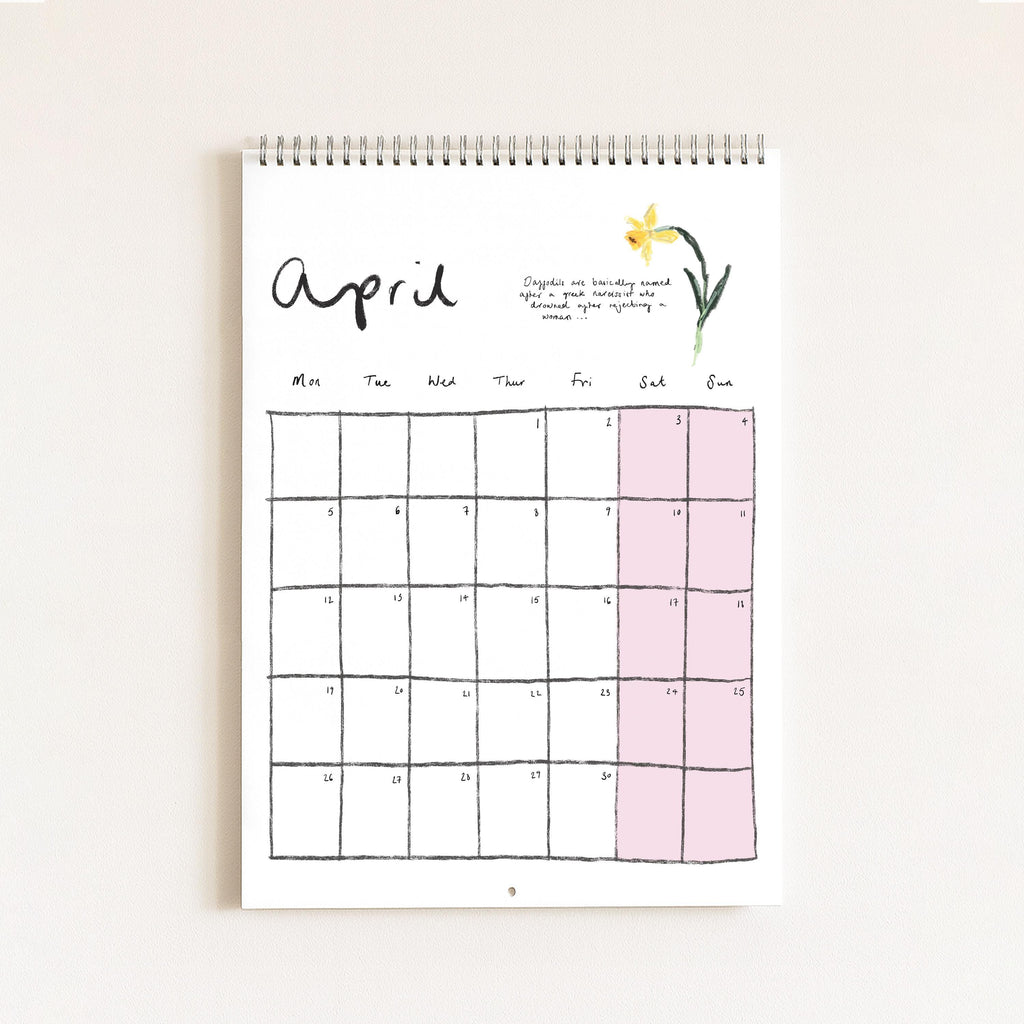 2027 Food Themed Wall Calendar by Amelia Jayne, Hand-Drawn Tablescapes (A4)