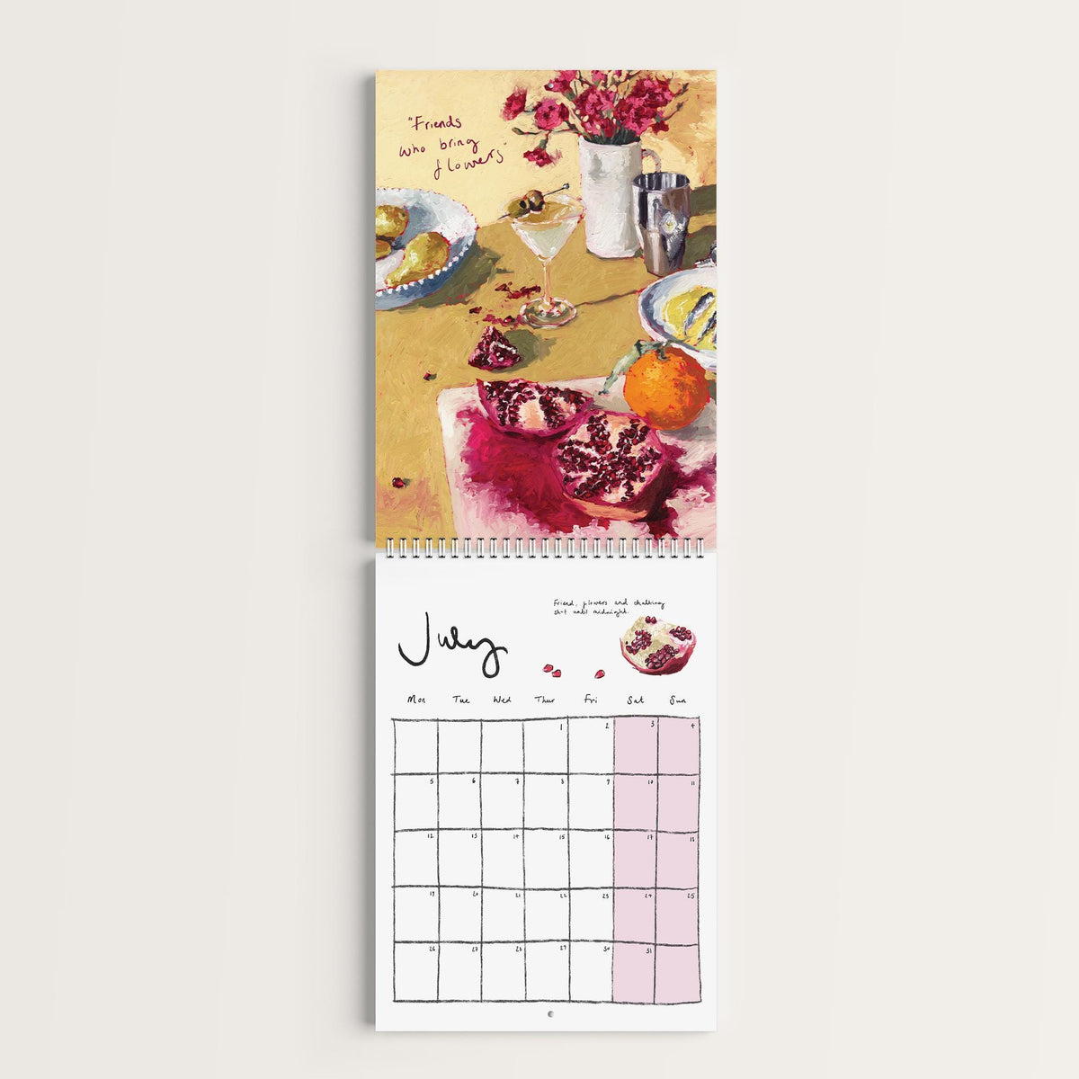 2027 Food Themed Wall Calendar by Amelia Jayne, Hand-Drawn Tablescapes (A4)