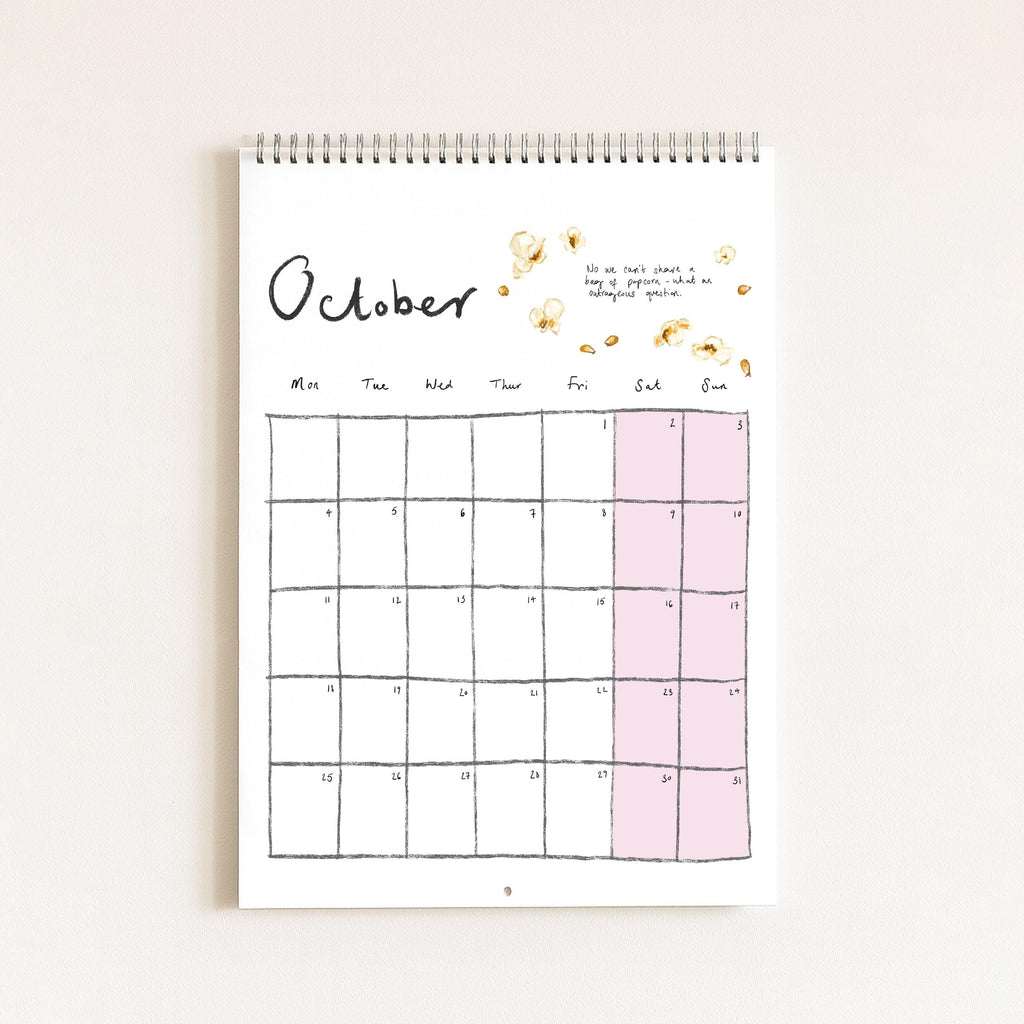 2027 Food Themed Wall Calendar by Amelia Jayne, Hand-Drawn Tablescapes (A4)