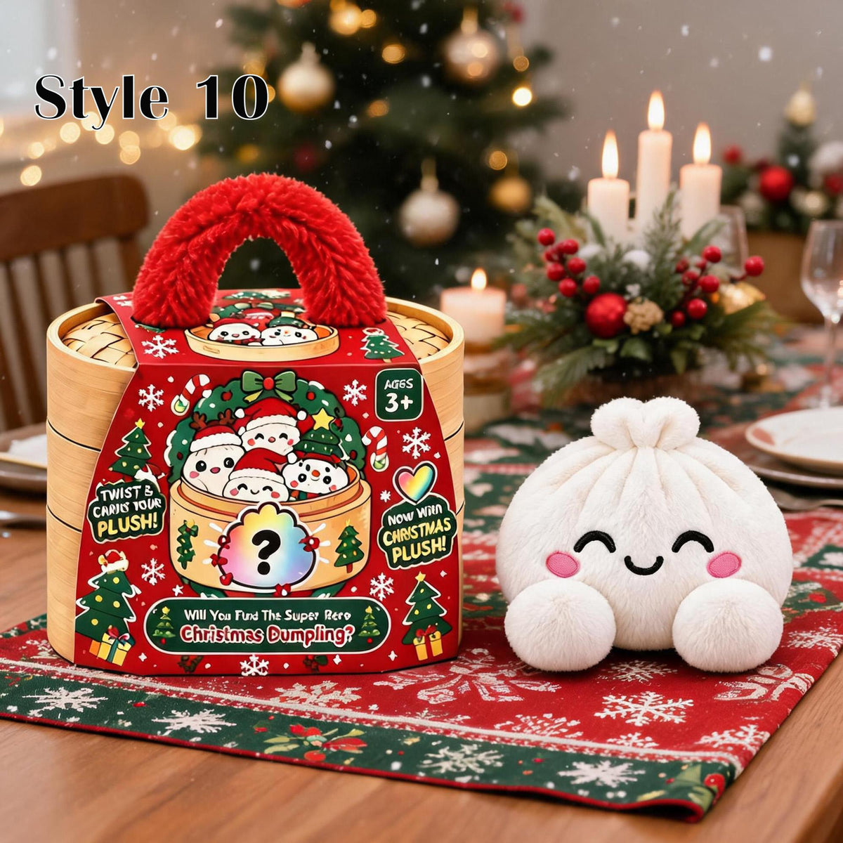 Christmas Dumpling Plush, Cute Squishy Bao Plushy, Kawaii Xmas Stuffed Animal, Holiday Gifts for Kids, Plush Dumpling,Stuffed Home Decor