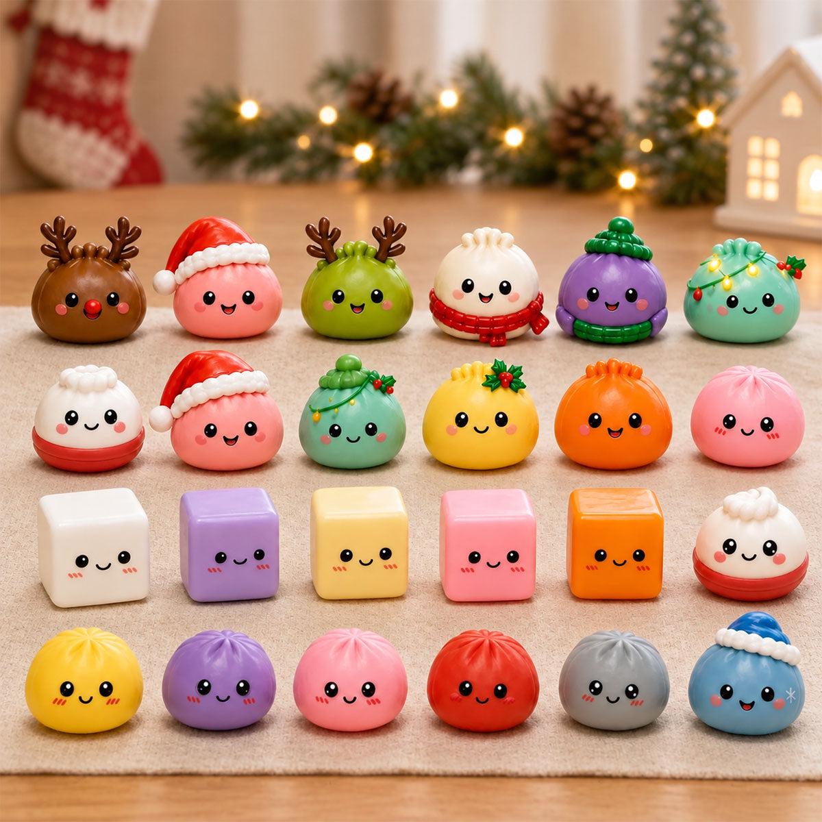Dumpling Squishy Advent Calendar HG, 24 Day Christmas Countdown, Mini Squishy Fidget Toys, Kids Christmas Gift, Stocking Stuffer, Holiday Gift
