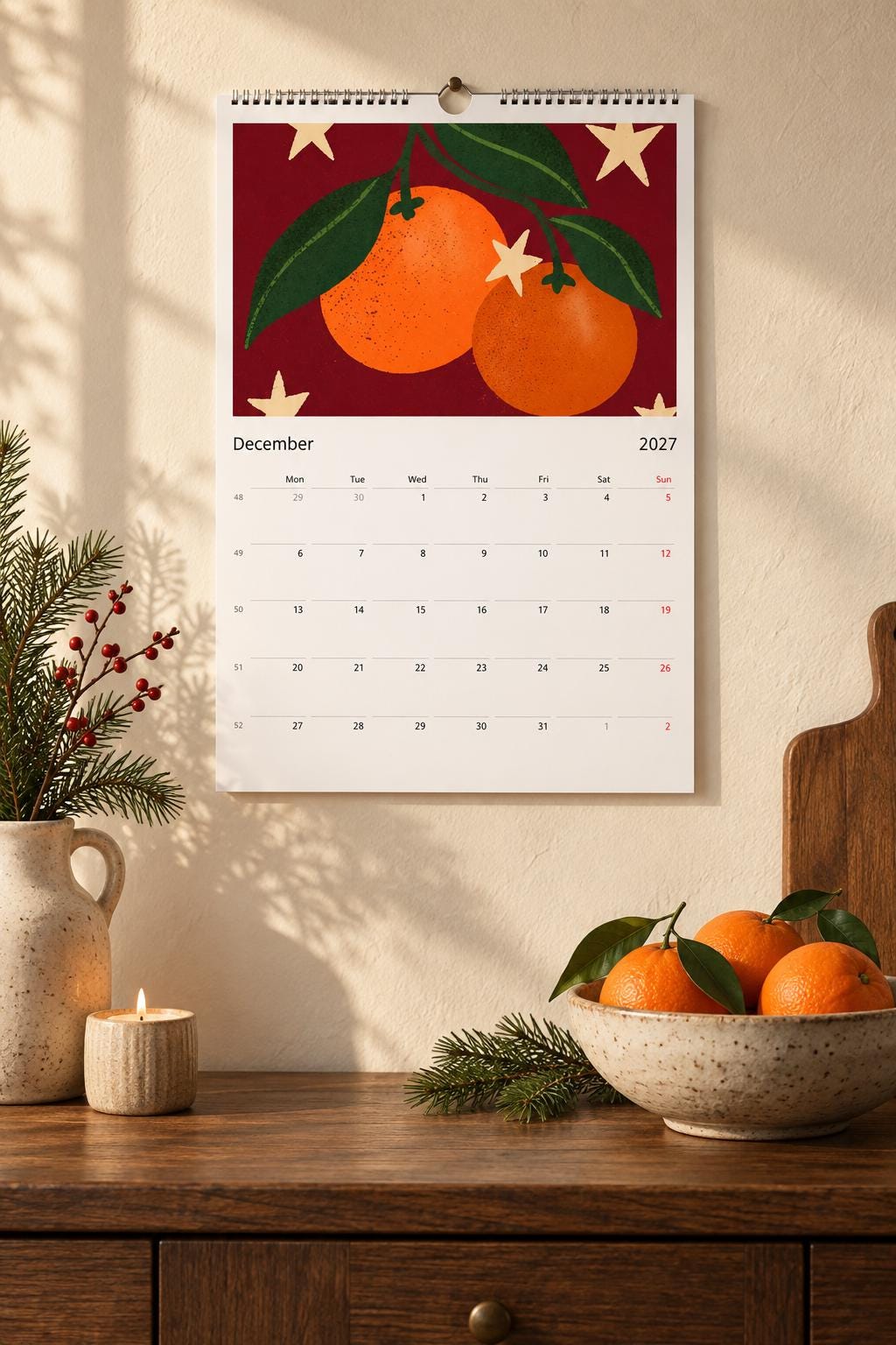 2027 Wall Calendar | Colourful Illustrated Calendar | Modern Art Calendar | Kitchen & Home Office Decor | Gift for Art Lovers