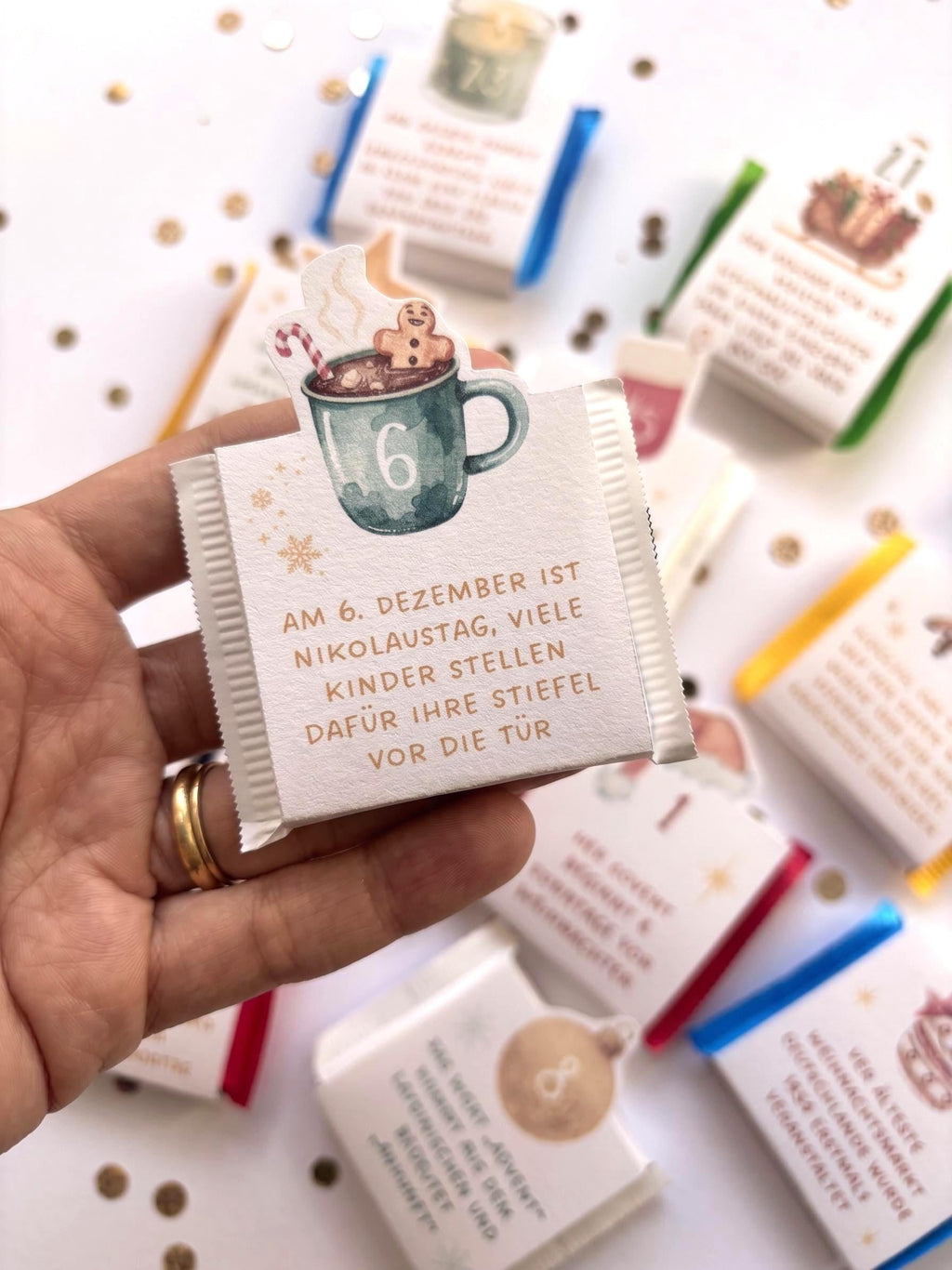 Mini Ritter Sport Adventskalender mit 24 Weihnachtsfakten, Diy Weihnachtsgeschenk, Vorlage zum Ausdrucken, Weihnachten Geschenk
