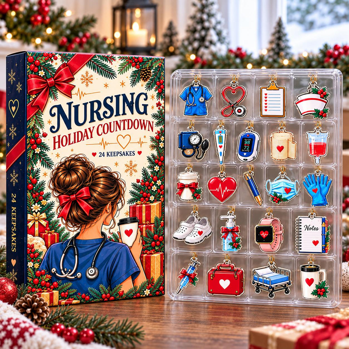 Nursing Christmas Advent Calendar HG, 24 Medical Charms Holiday Countdown Gift 2026