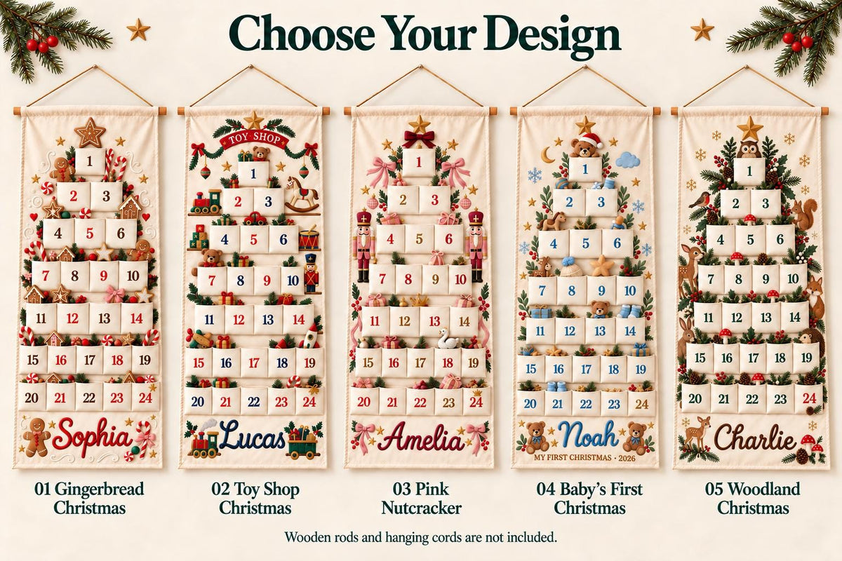 Personalized Christmas Advent Calendar HG, 24 Fillable Pockets, Reusable Christmas Wall Hanging, Home Countdown for Family Traditions