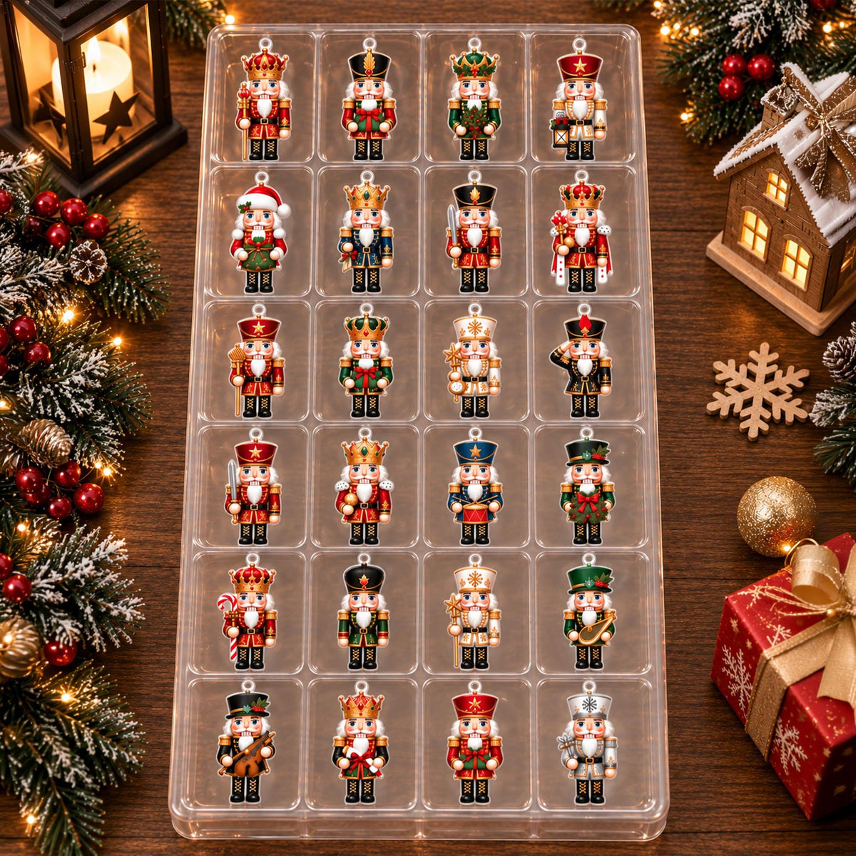 Christmas Nutcracker Advent Calendar HG 2026, 24 Day Nutcracker Ornament Set, Christmas Countdown Gift, Holiday Tree Decor, Xmas Keepsake