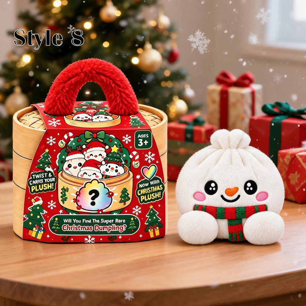 Christmas Dumpling Plush, Cute Squishy Bao Plushy, Kawaii Xmas Stuffed Animal, Holiday Gifts for Kids, Plush Dumpling,Stuffed Home Decor