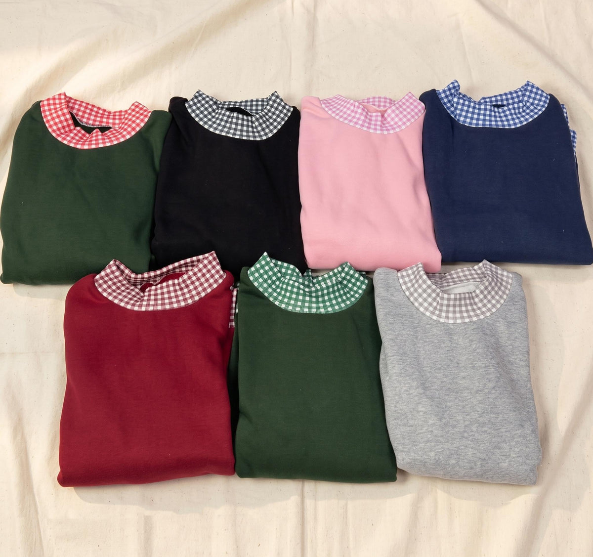 Christmas Gingham Mock Neck HFN Sweatshirt, Personalized Embroidered Holiday Crewneck, Santa Reindeer Nutcracker , Custom Name Sleeve