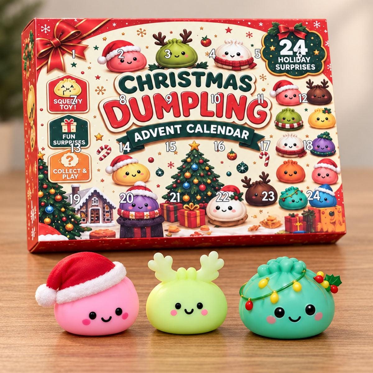 Dumpling Squishy Advent Calendar HG, 24 Day Christmas Countdown, Mini Squishy Fidget Toys, Kids Christmas Gift, Stocking Stuffer, Holiday Gift