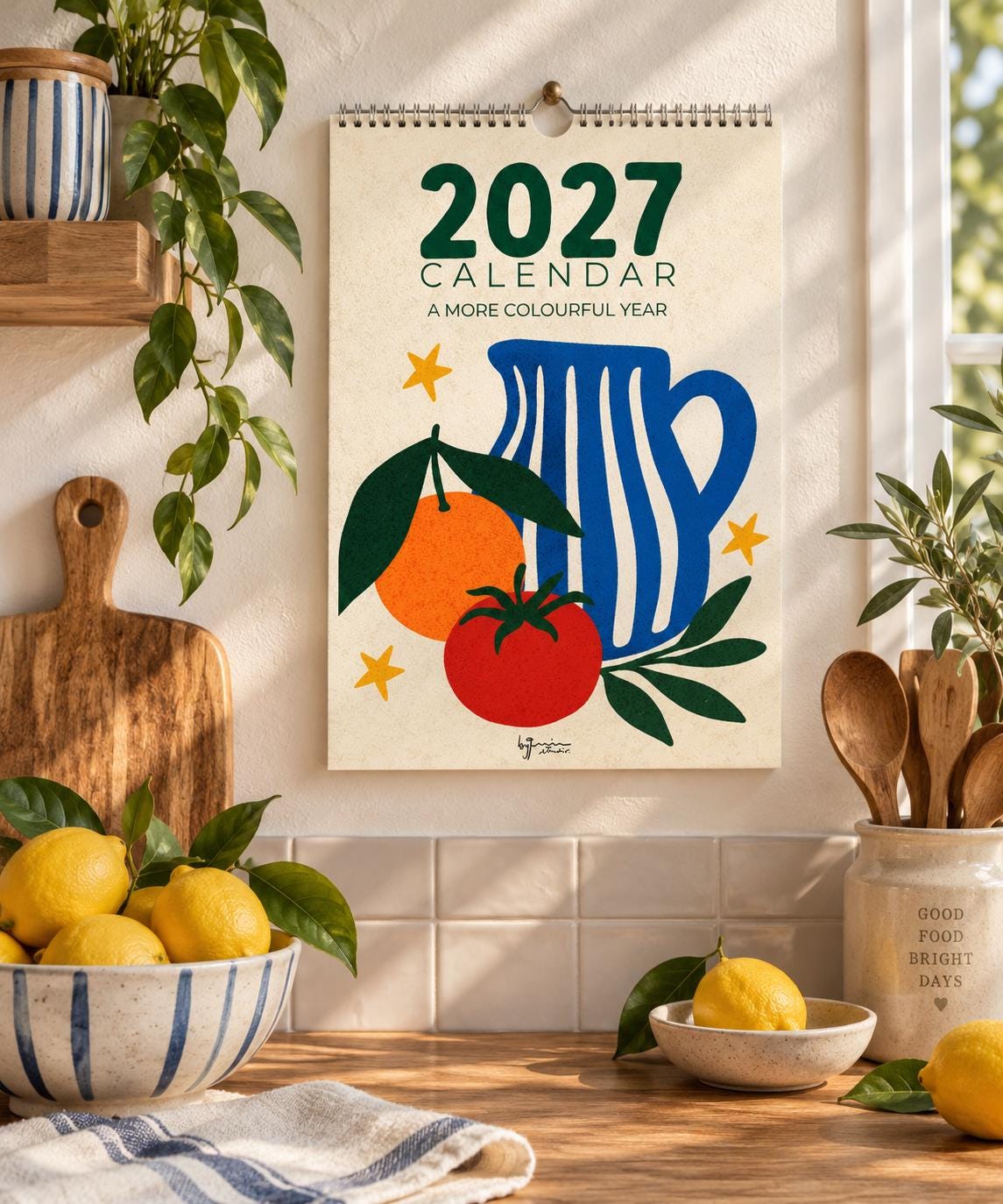 2027 Wall Calendar | Colourful Illustrated Calendar | Modern Art Calendar | Kitchen & Home Office Decor | Gift for Art Lovers