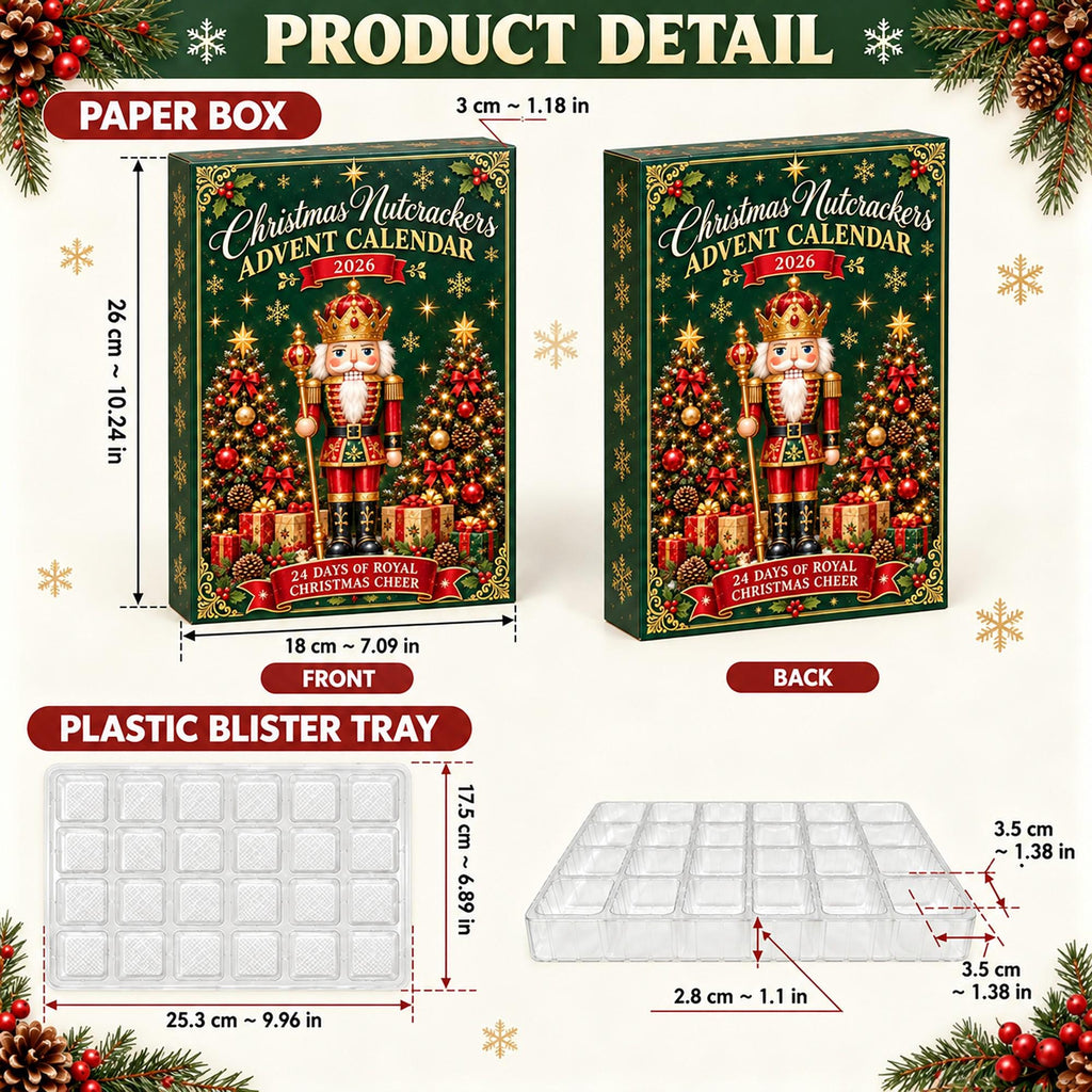 Christmas Nutcracker Advent Calendar HG 2026, 24 Day Nutcracker Ornament Set, Christmas Countdown Gift, Holiday Tree Decor, Xmas Keepsake