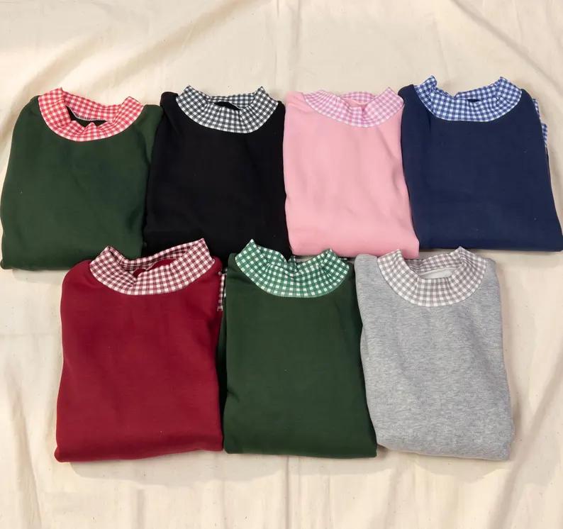The Greatest Gift of All Gingham Mock Neck HFN Sweatshirt, Embroidered Nativity Christmas Crewneck, Christian Jesus Holiday Gift