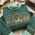 Embroidered Book Postcard Gingham Mock Neck HFN Sweatshirt, Court of Thorns And Roses Hoodie, Fantasy Book Lover Gift Crescent City Sweater