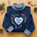 Christmas Nurse Gingham Mock Neck HFN Sweatshirt, Nurse Joy Embroidered Sweater, Stethoscope Heart Holiday Nurse Gift