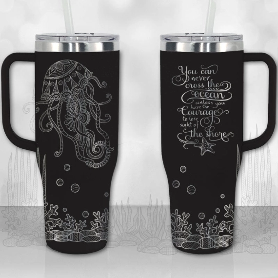 Jellyfish Ocean Motivational Quote  30oz or 40oz Tumbler with Handle, Best Gifts NVA