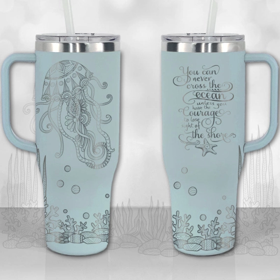 Jellyfish Ocean Motivational Quote  30oz or 40oz Tumbler with Handle, Best Gifts NVA