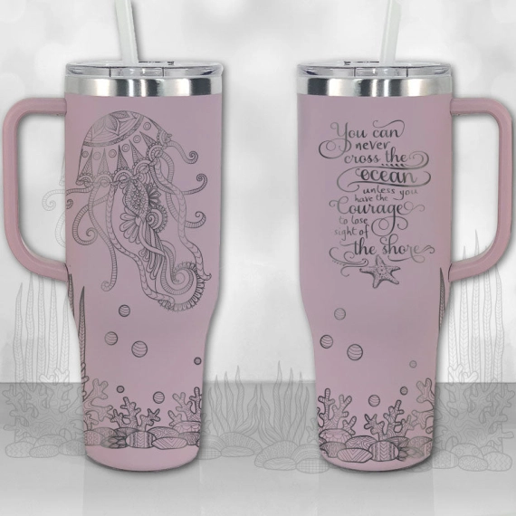 Jellyfish Ocean Motivational Quote  30oz or 40oz Tumbler with Handle, Best Gifts NVA